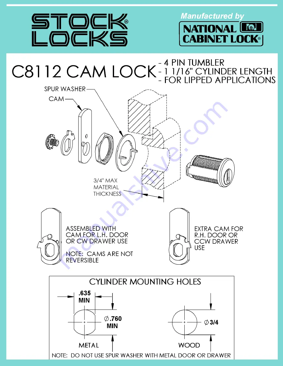 National Cabinet Lock C8112 Скачать руководство пользователя страница 1