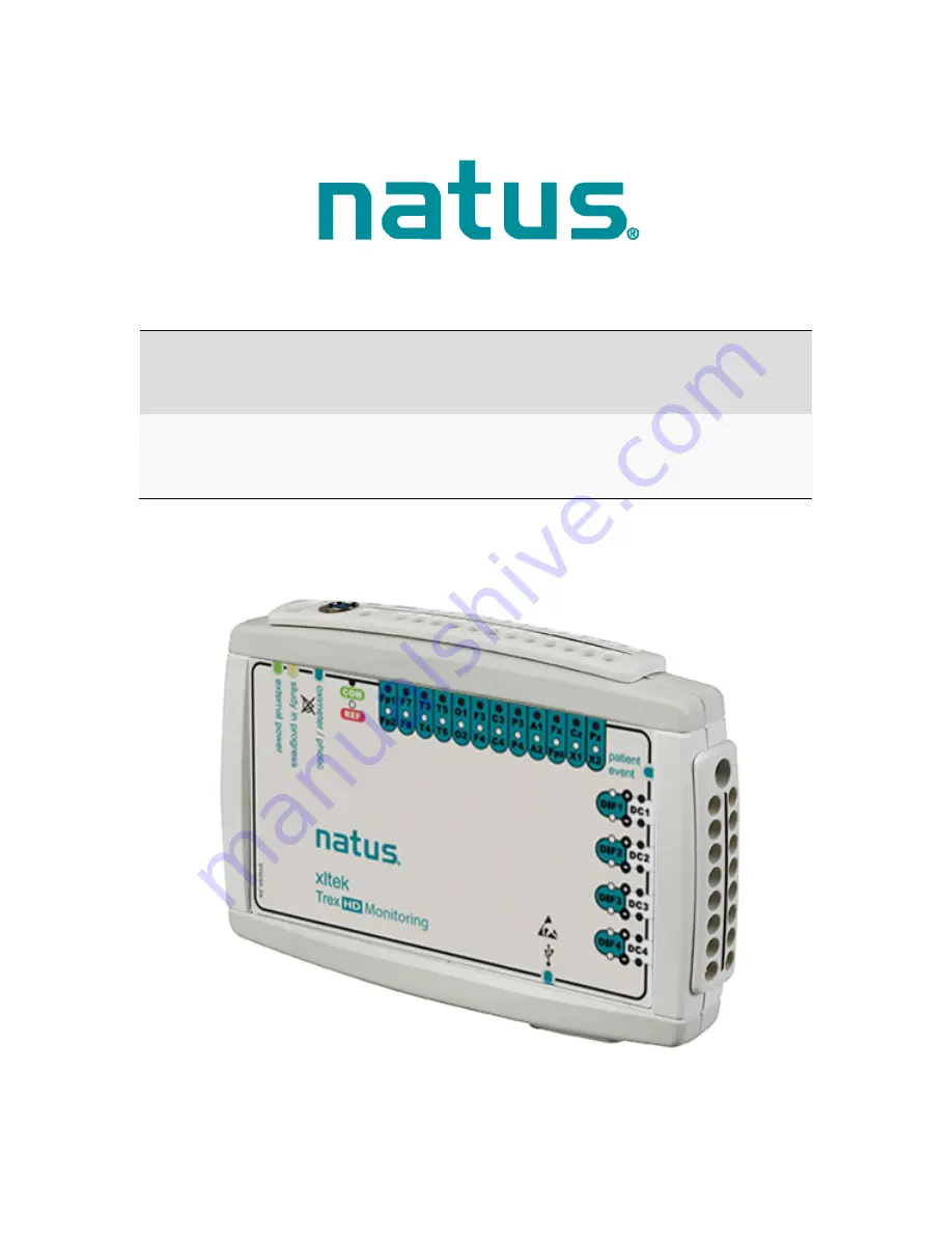 natus Trex HD User & Service Manual Download Page 1