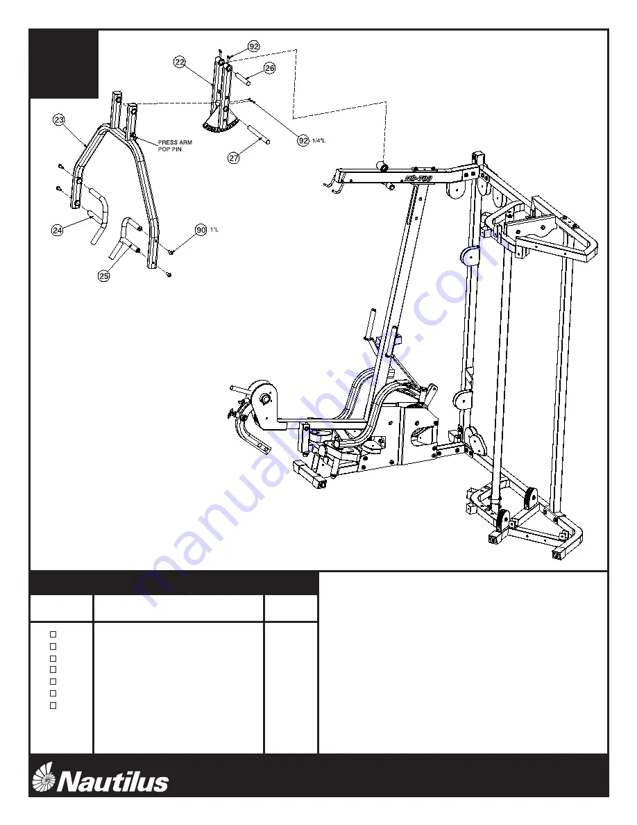 Nautilus NS-700 Assembly Instruction Manual Download Page 8