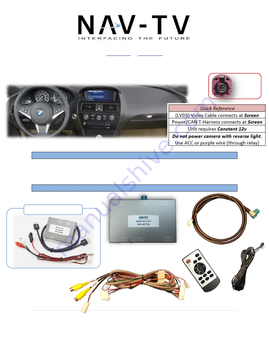 Nav TV BMW09N-DYNAMIC Manual Download Page 1