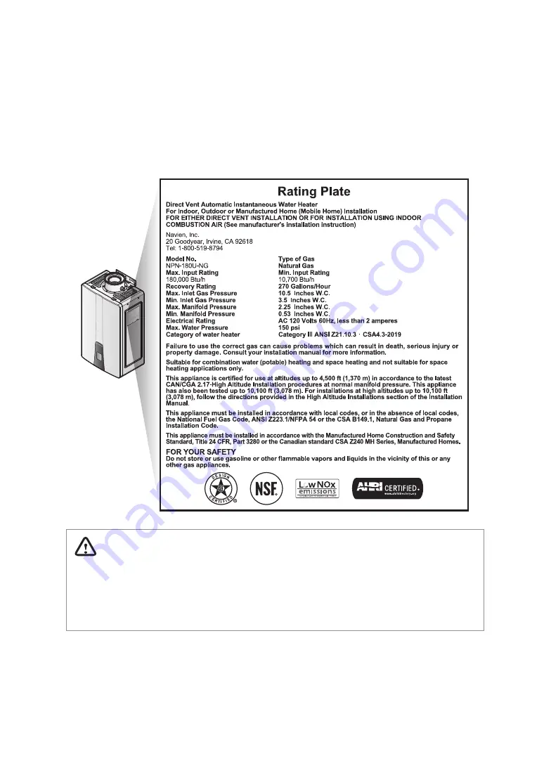 Navien NPN Installation & Operation Manual Download Page 14