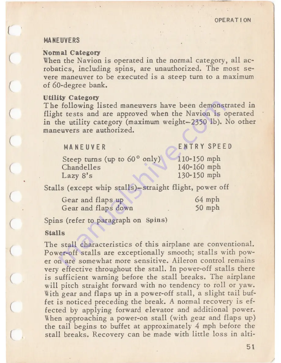 Navion 1950 Deluxe Operation Manual Download Page 57