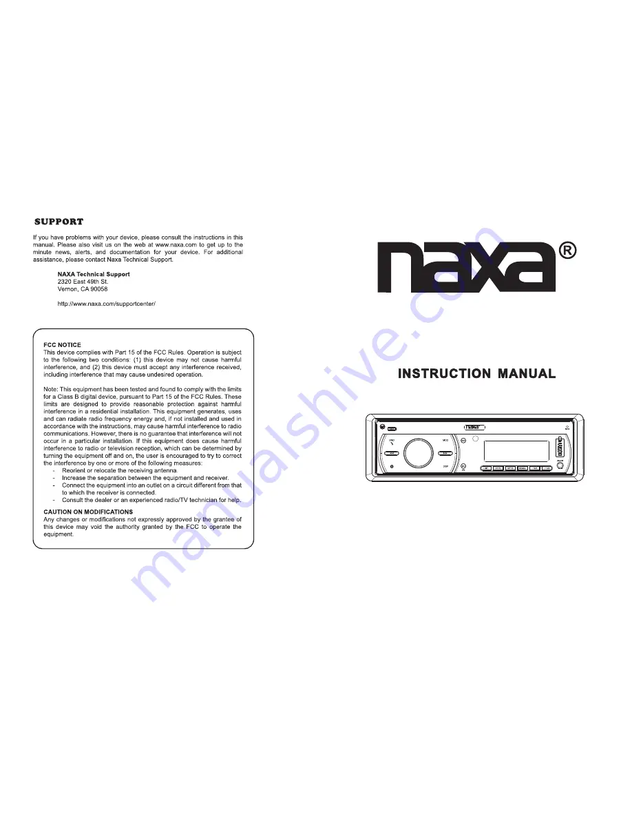 Naxa NCA-614 Instruction Manual Download Page 1