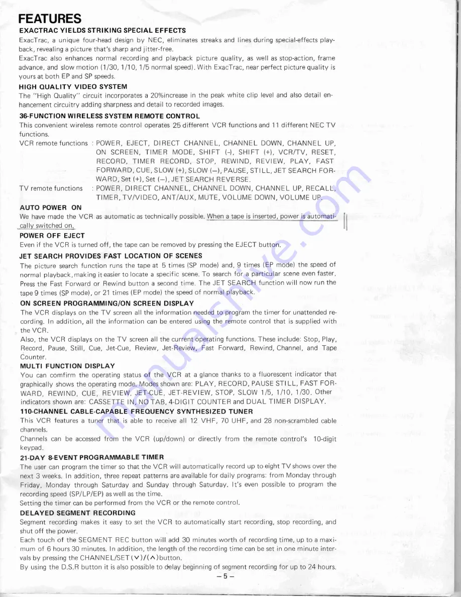 NEC N926U Owner'S Operating Manual Download Page 5