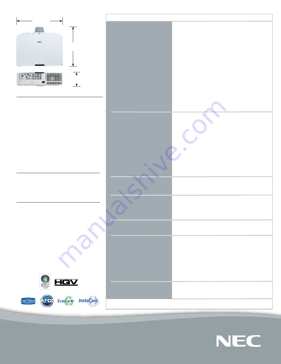 NEC NP-PA500U Specification Download Page 4