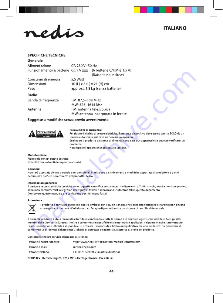 nedis RDFM5000PI Manual Download Page 44