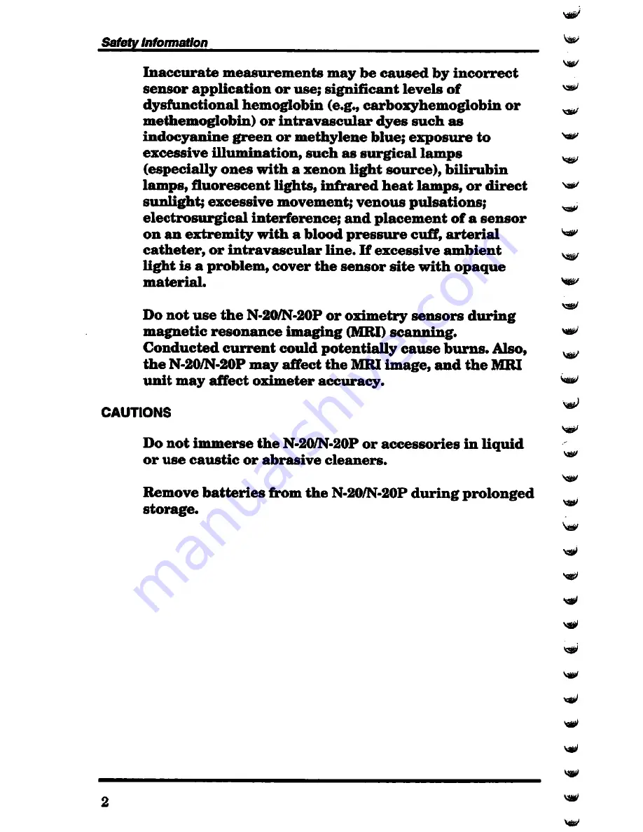 Nellcor N-20 Operator'S Manual Download Page 8