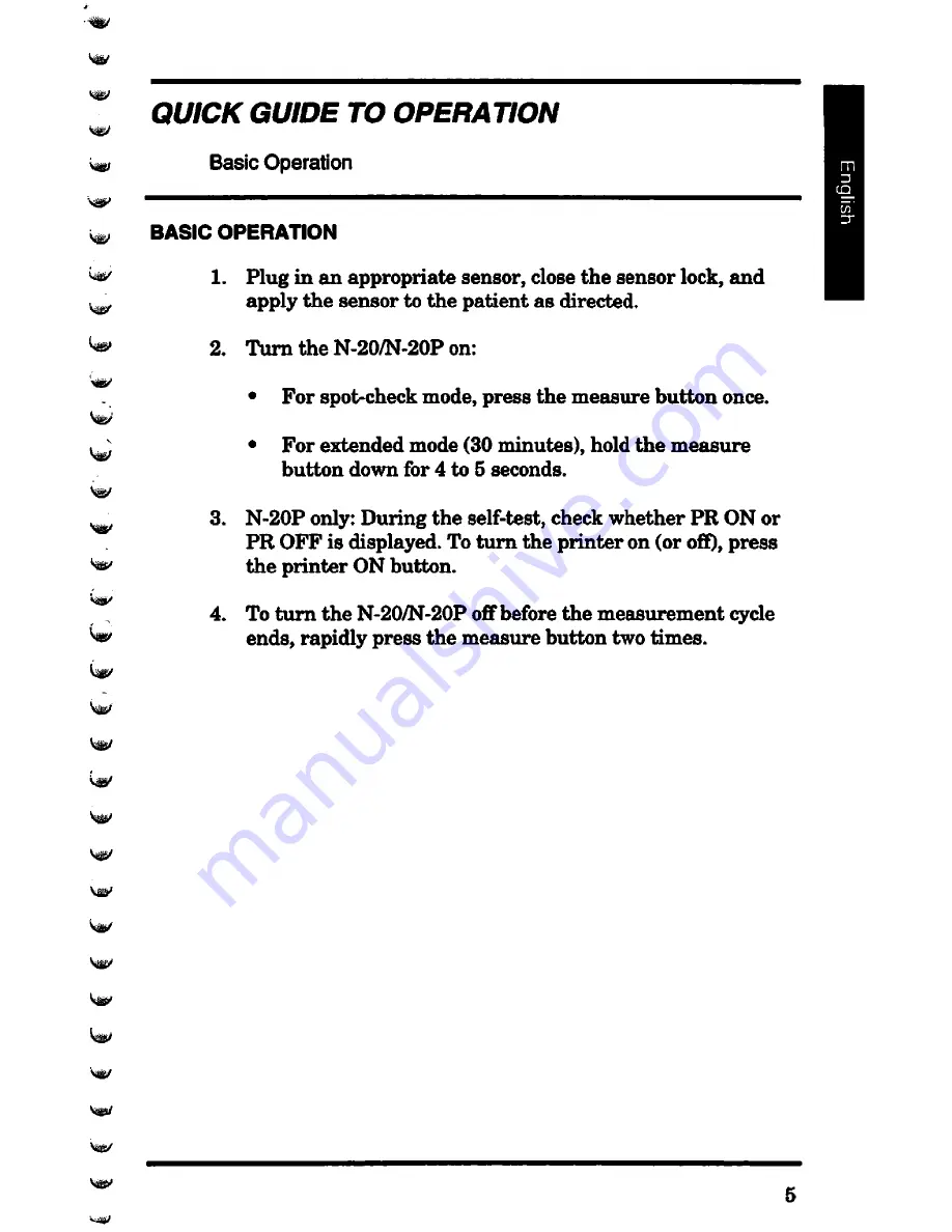 Nellcor N-20 Operator'S Manual Download Page 11