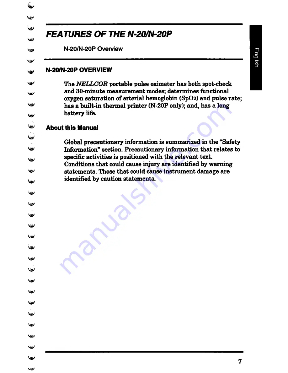 Nellcor N-20 Operator'S Manual Download Page 13