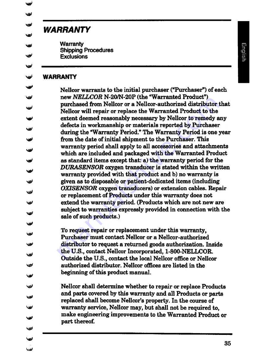 Nellcor N-20 Operator'S Manual Download Page 41