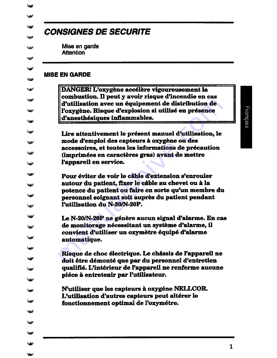 Nellcor N-20 Operator'S Manual Download Page 49