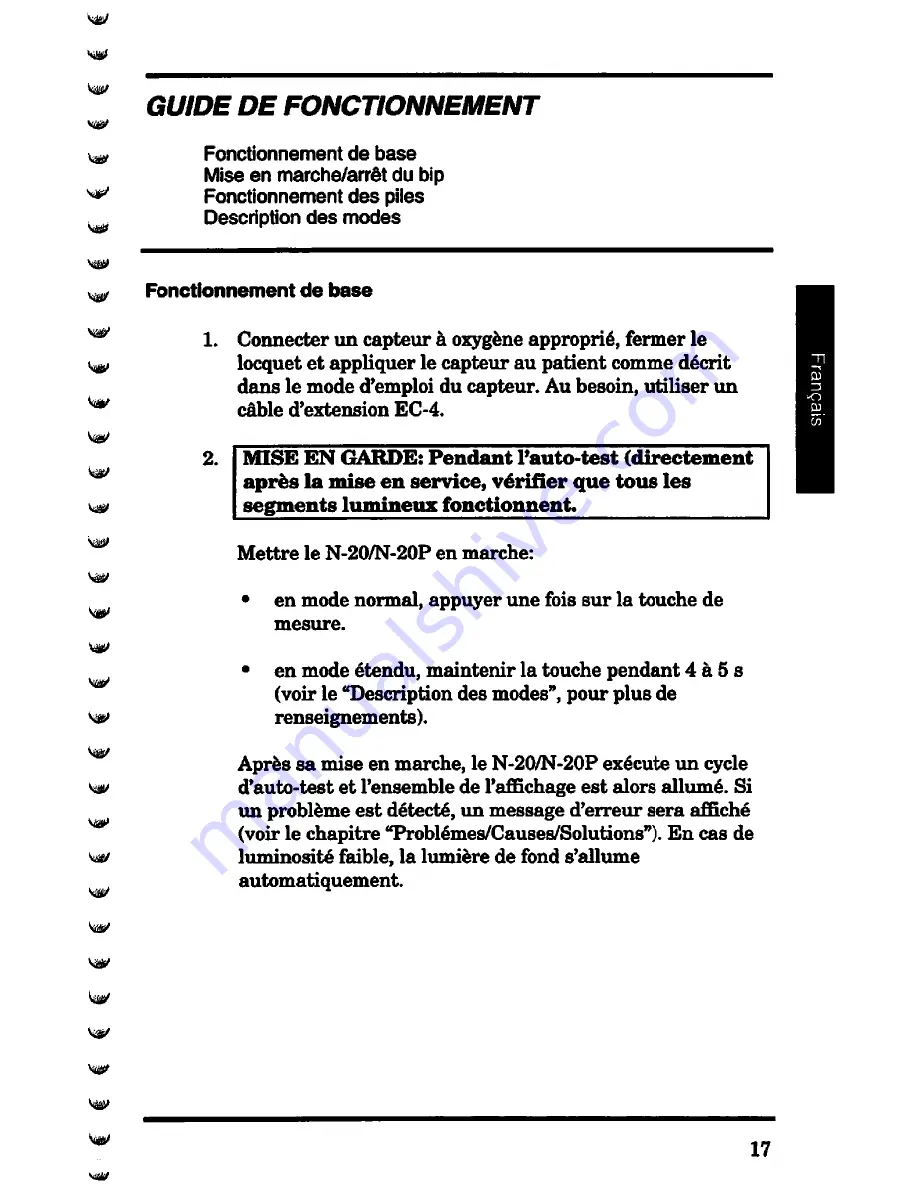 Nellcor N-20 Operator'S Manual Download Page 65