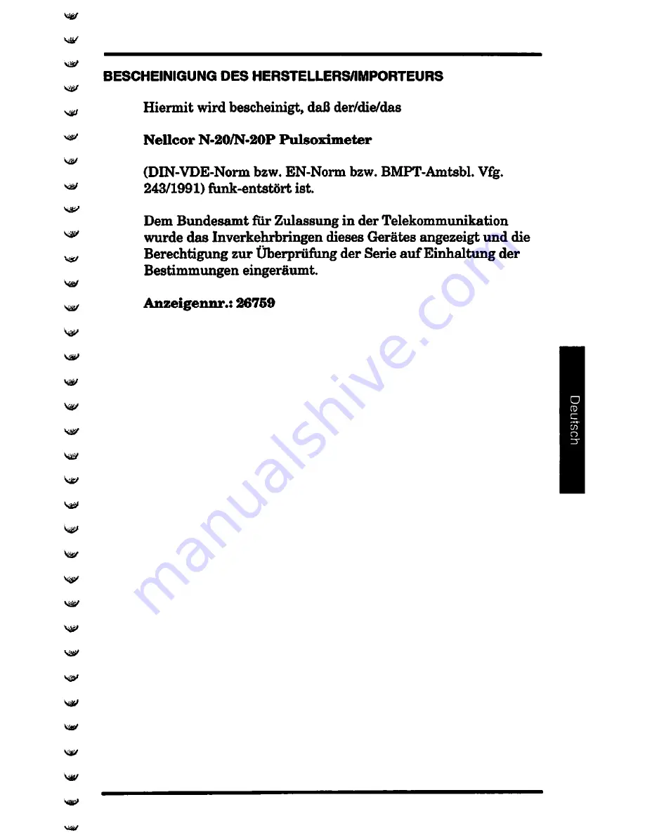 Nellcor N-20 Operator'S Manual Download Page 93