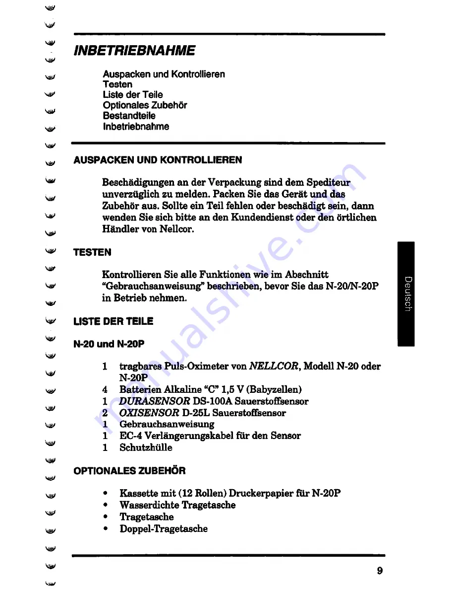 Nellcor N-20 Operator'S Manual Download Page 105