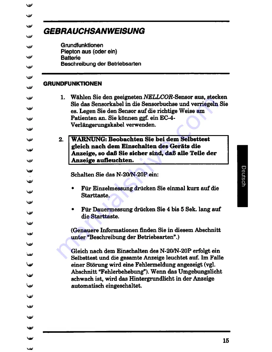 Nellcor N-20 Operator'S Manual Download Page 111