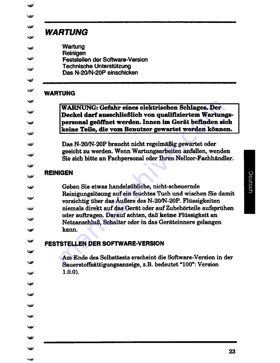 Nellcor N-20 Operator'S Manual Download Page 119