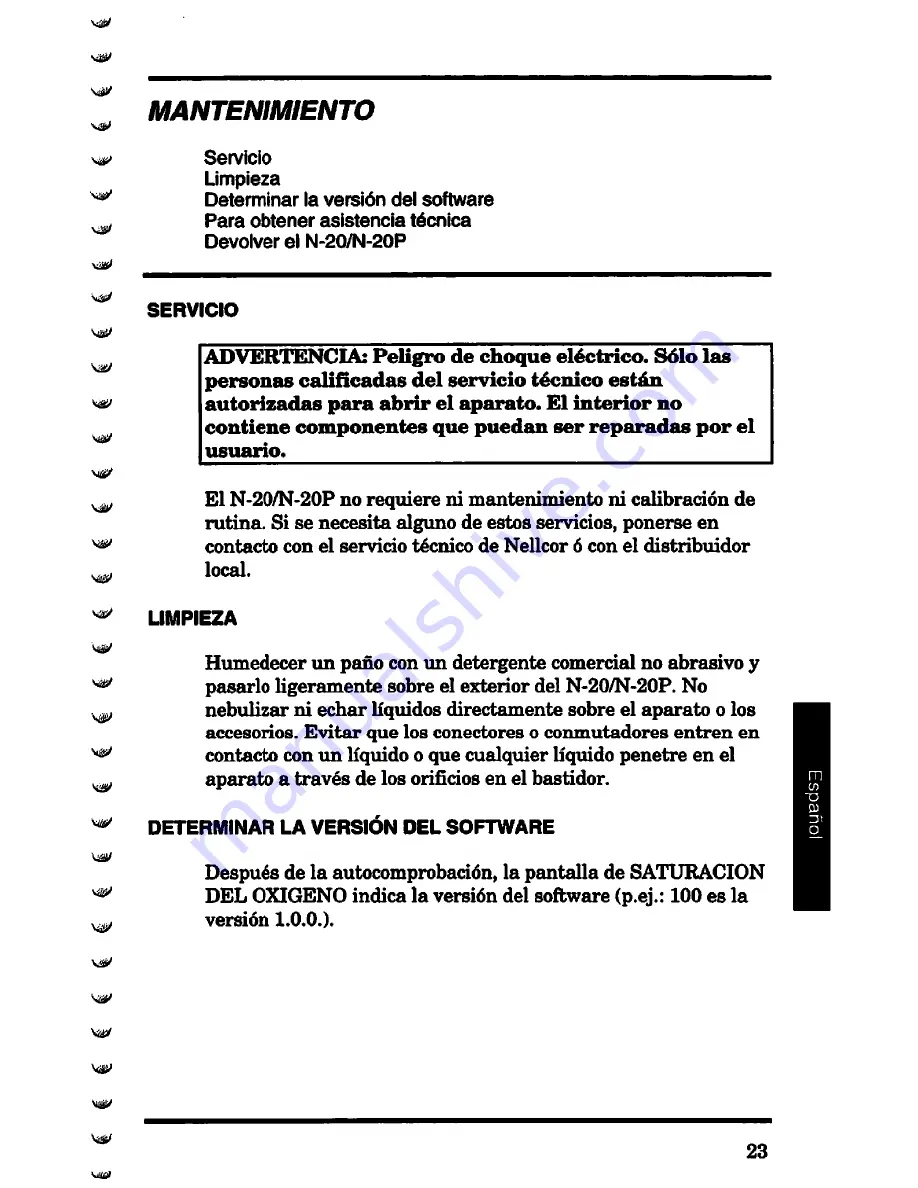 Nellcor N-20 Operator'S Manual Download Page 164