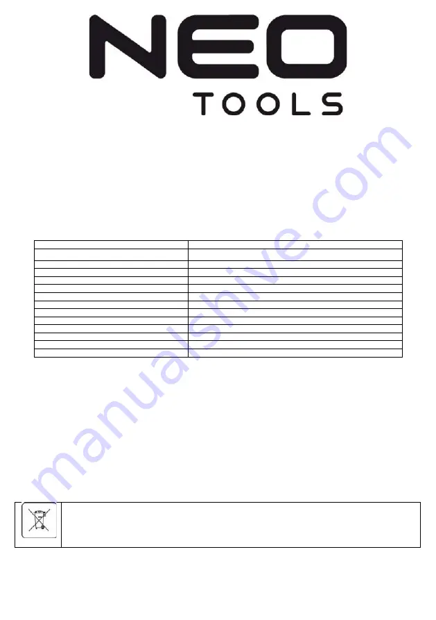 NEO TOOLS 99-063 Original User Manual Download Page 1