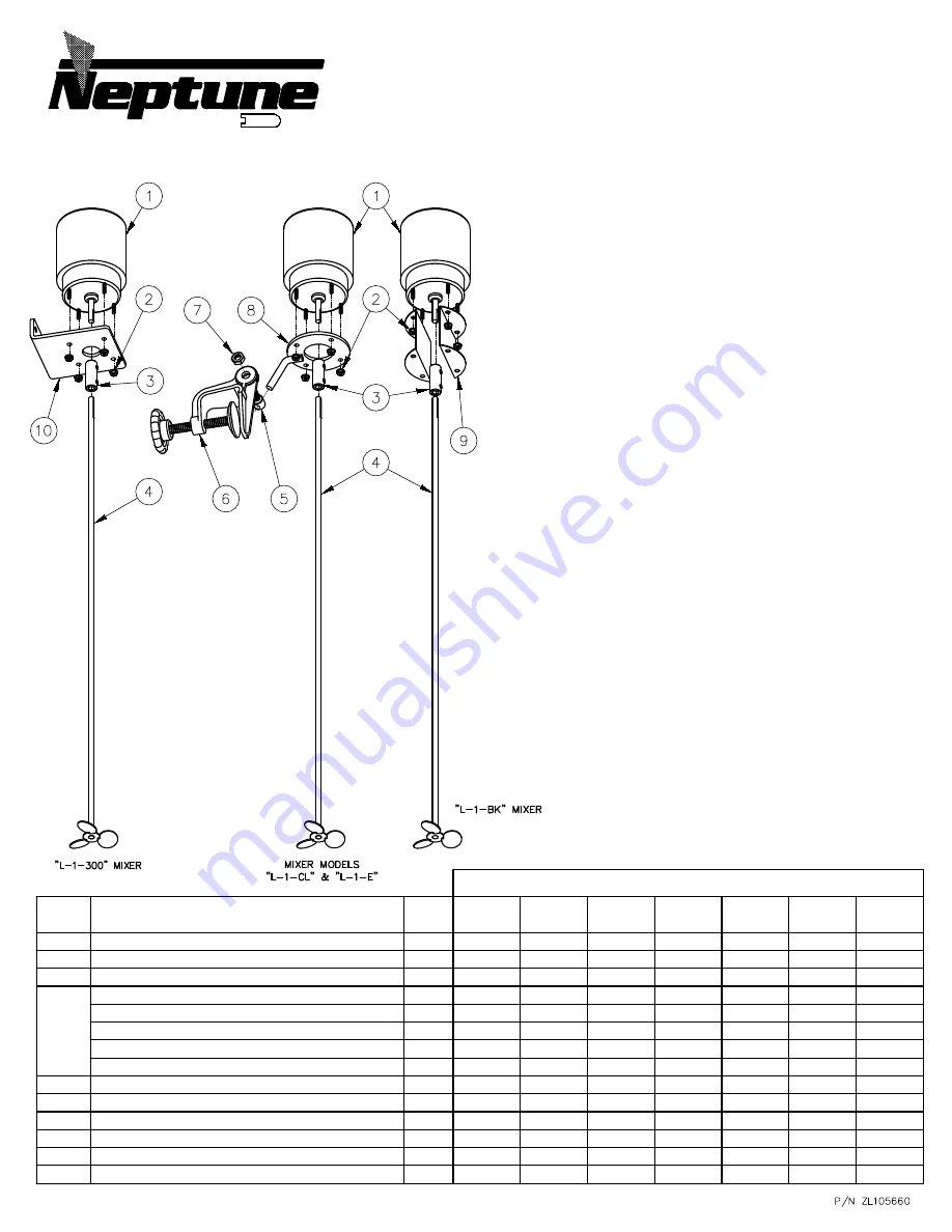 Neptune L-1-300 Assembly Instructions And Parts List Download Page 1