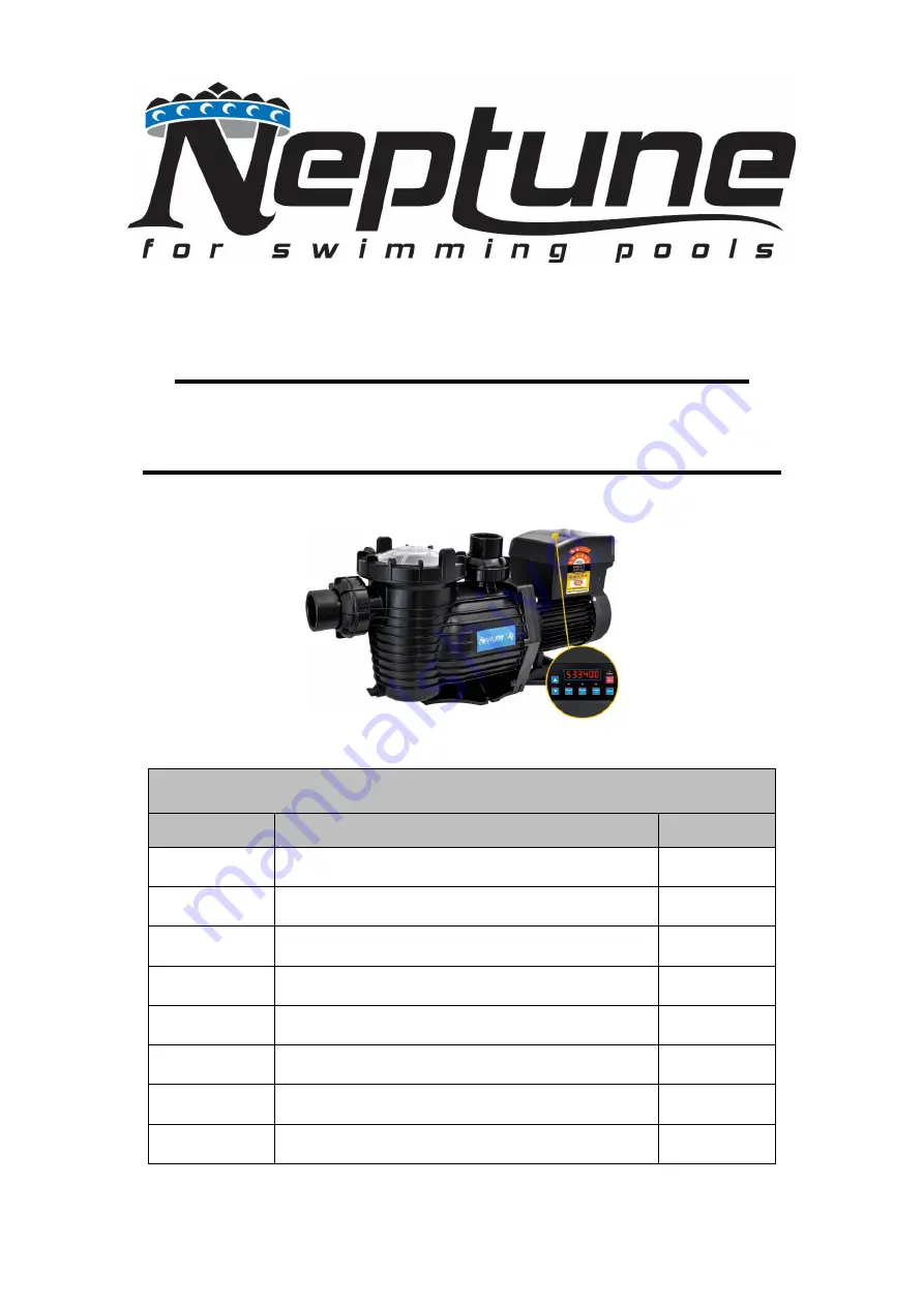 Neptune NPVS150 Basic Operation Manual Download Page 1