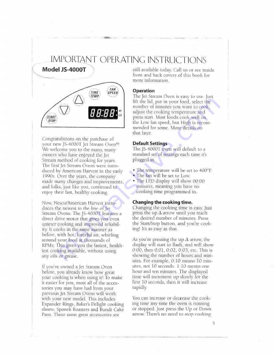 Nesco JS-4000T Operating Instructions Download Page 1