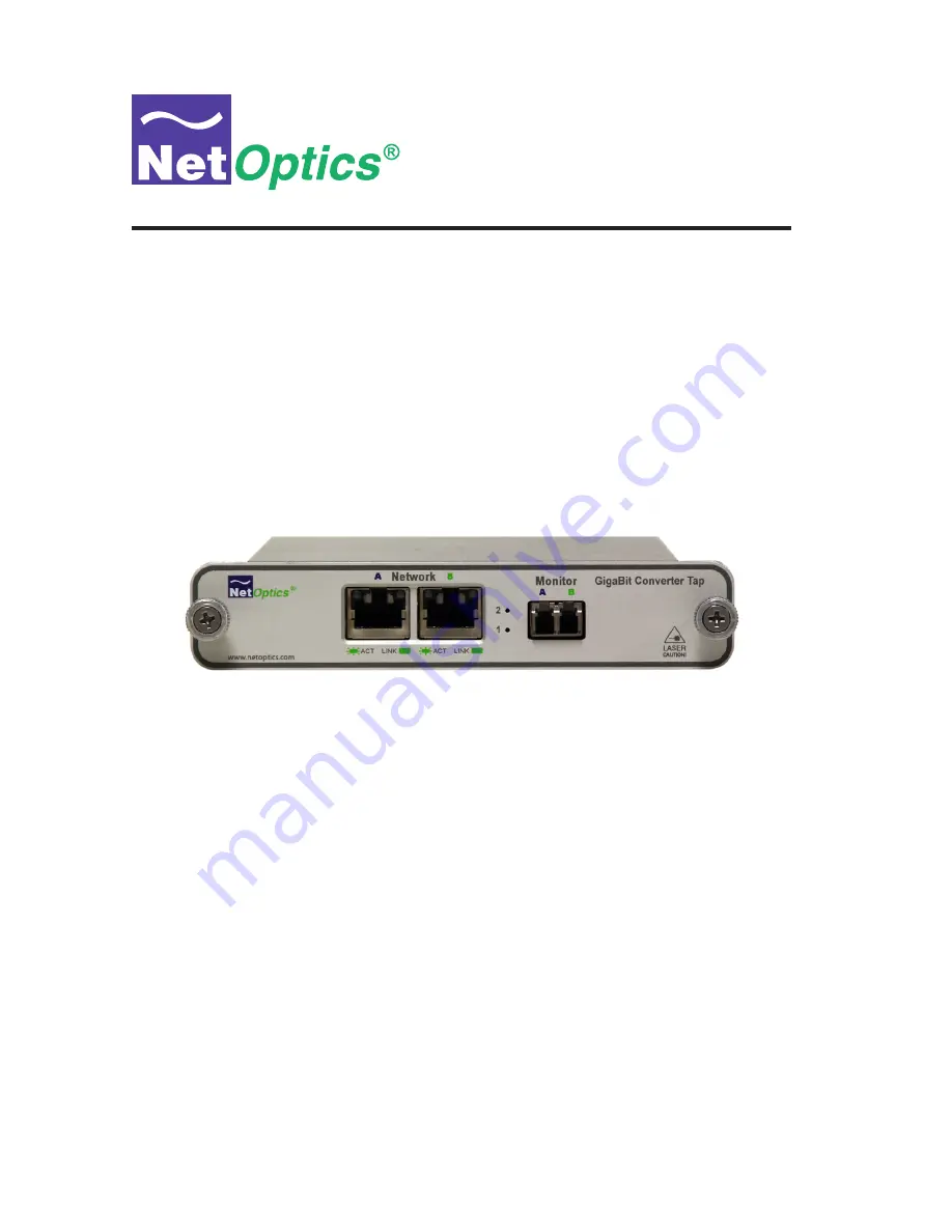 Net Optics GigaBit CVT-GCU/SX Installation Manual Download Page 1