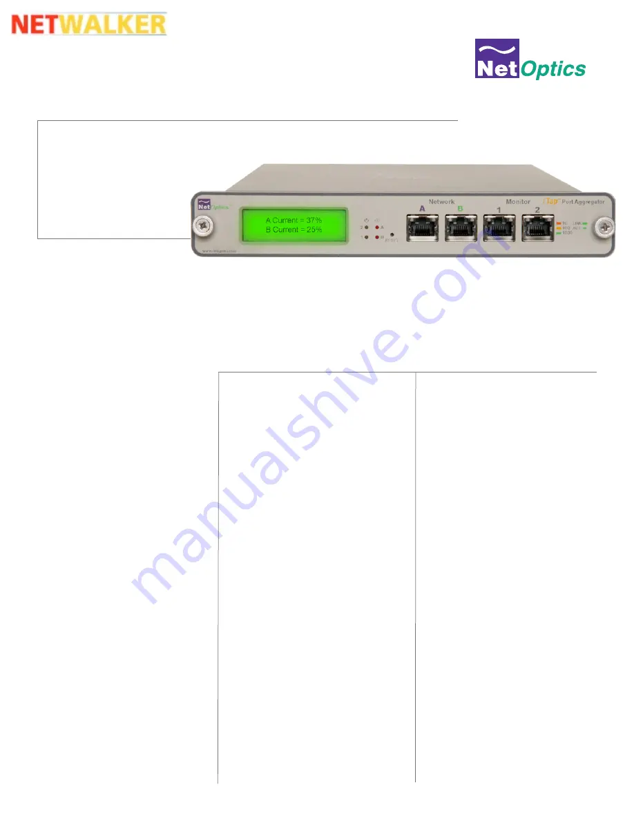 Net Optics iTap Port Aggregator Manual Download Page 1