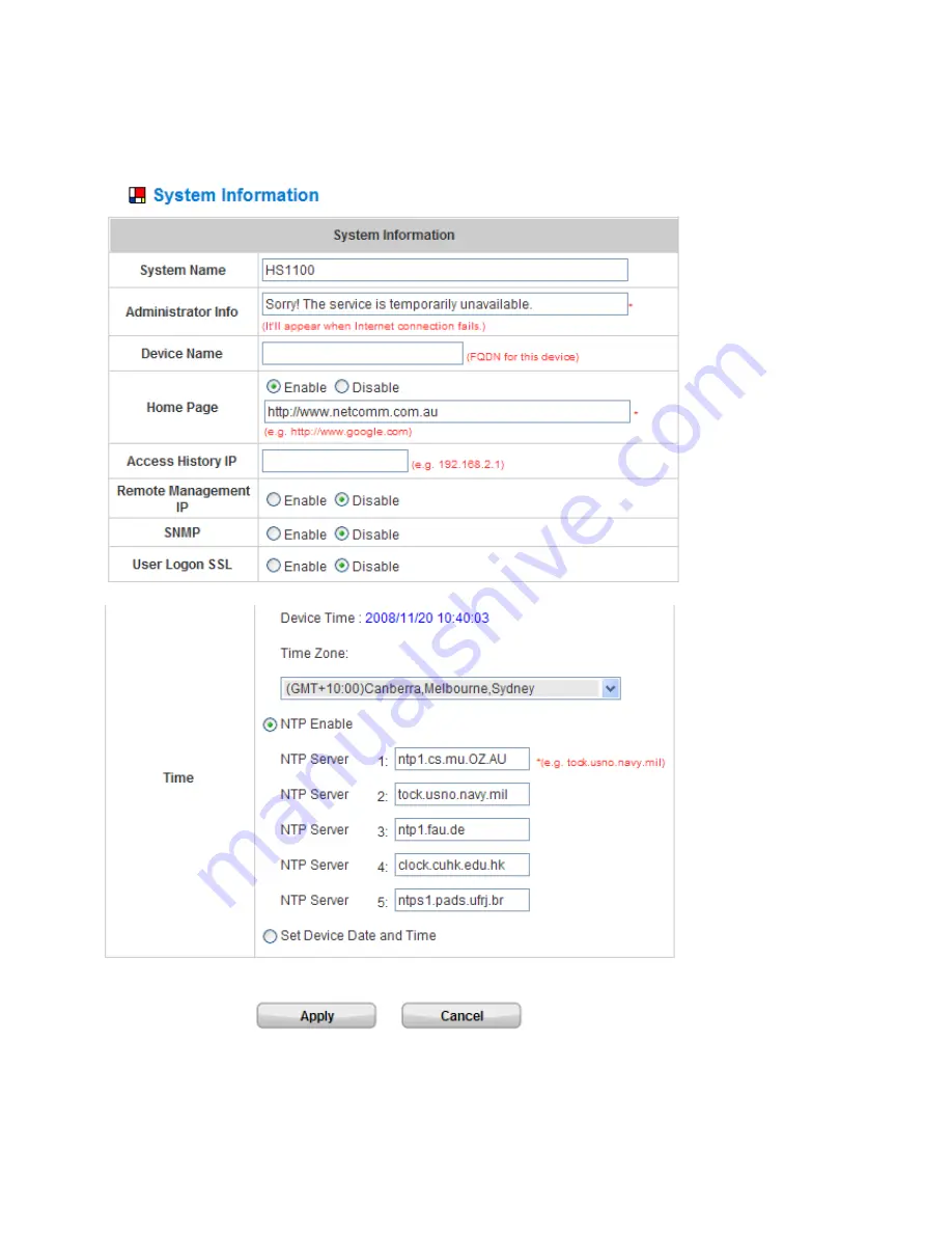 NetComm HS1100 User Manual Download Page 22