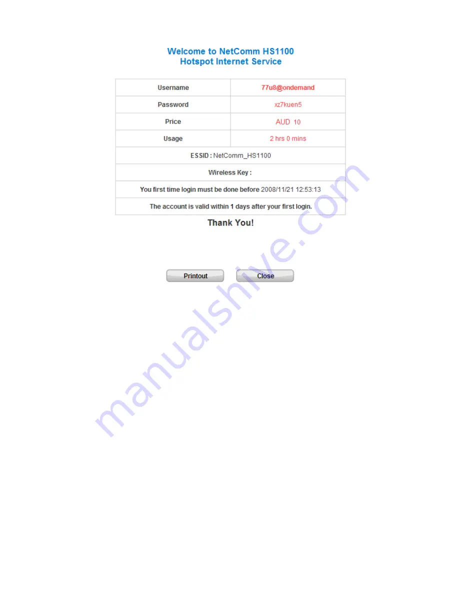 NetComm HS1100 User Manual Download Page 66