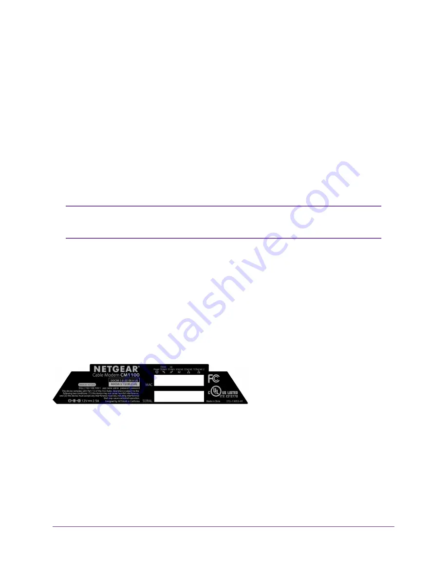 NETGEAR CM1100 User Manual Download Page 11