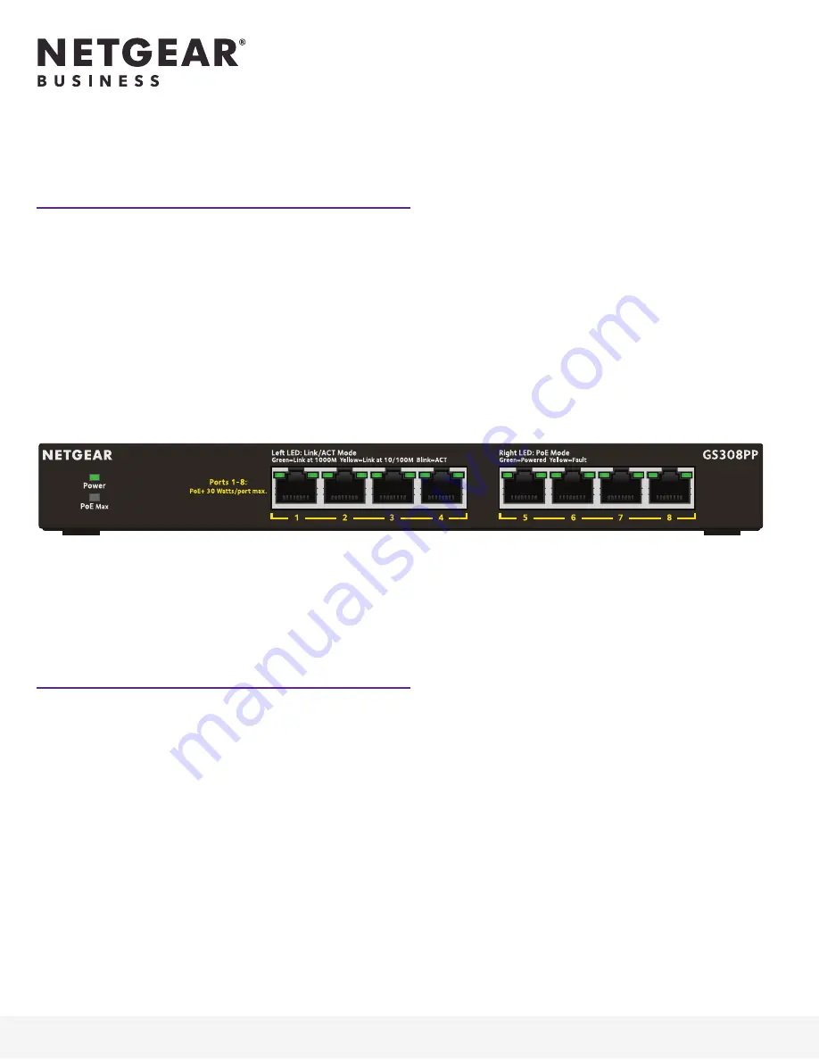 NETGEAR GS308PP Installation Manual Download Page 1