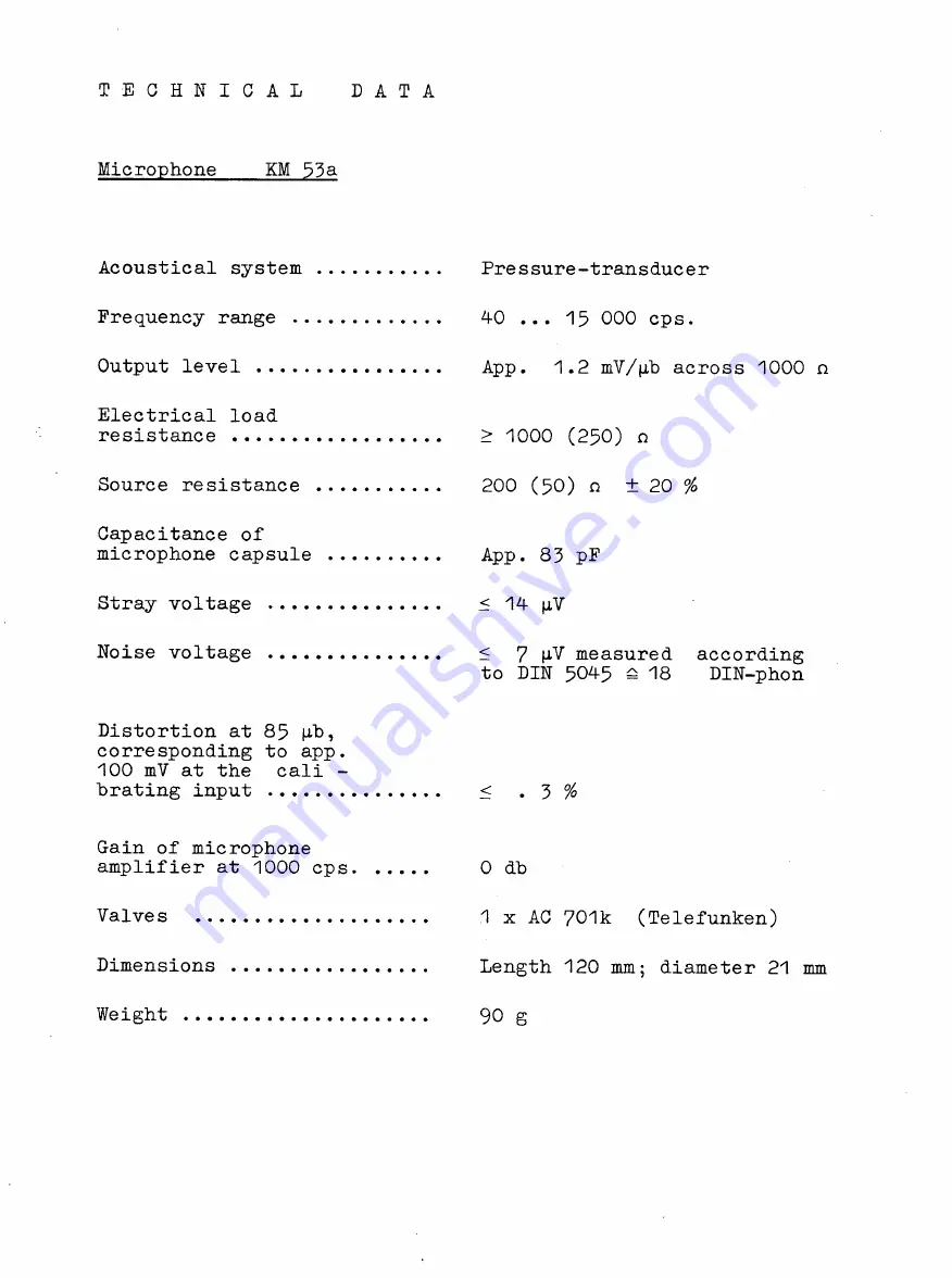 Neumann KM 53a Specifications Download Page 5