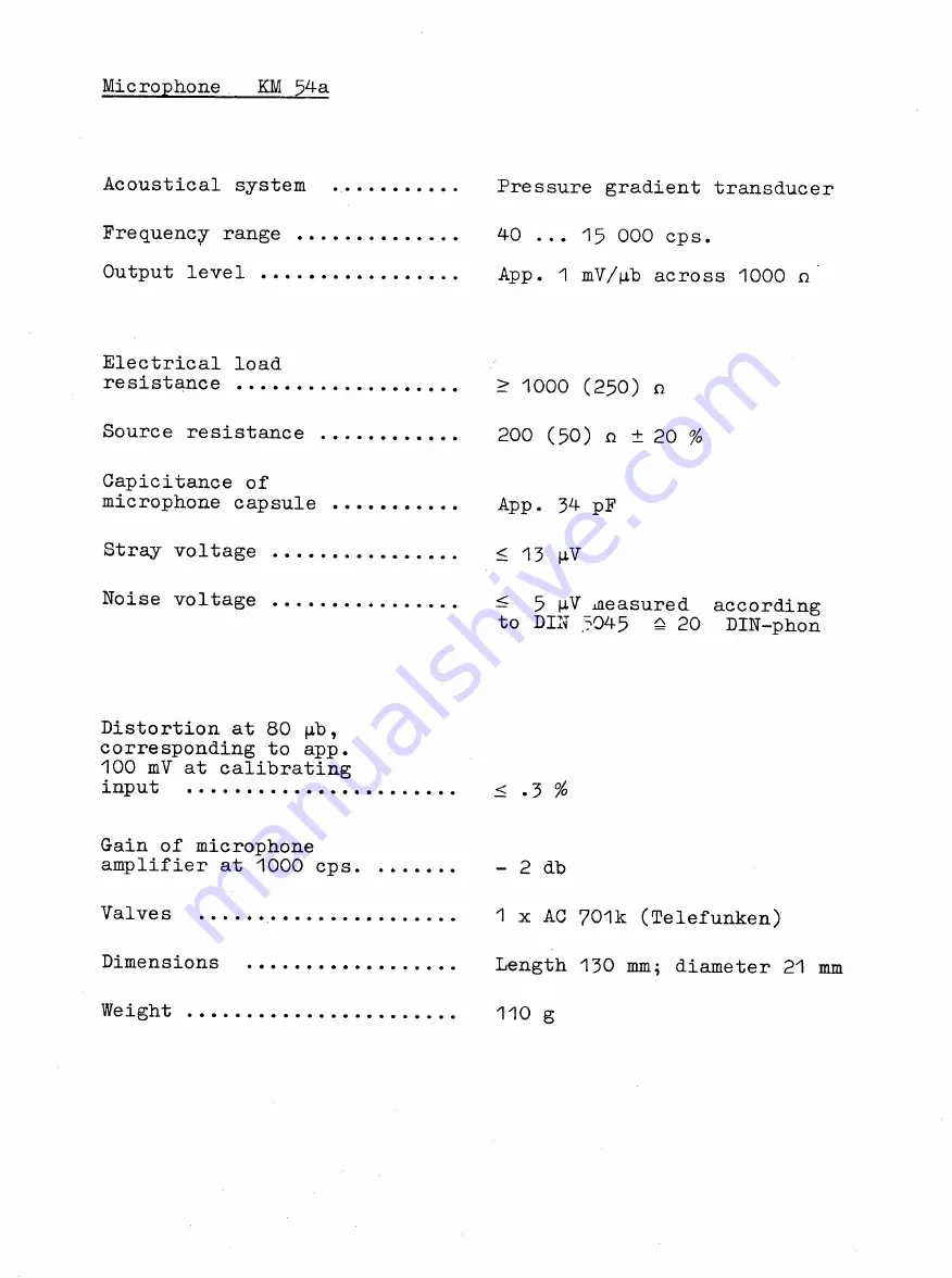 Neumann KM 53a Specifications Download Page 6