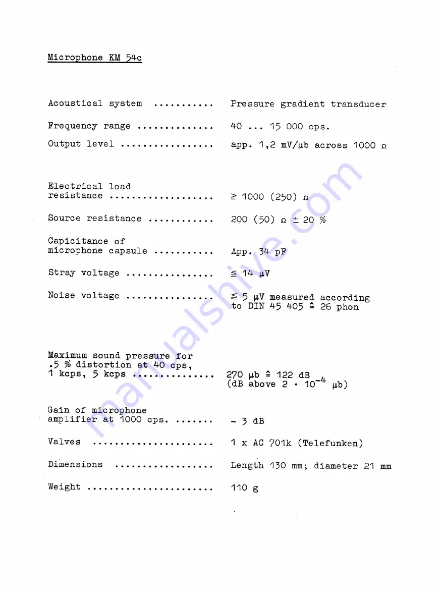 Neumann KM 53c Specifications Download Page 6