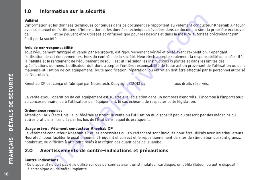 Neurotech Kneehab XP Instructions For Use Manual Download Page 16