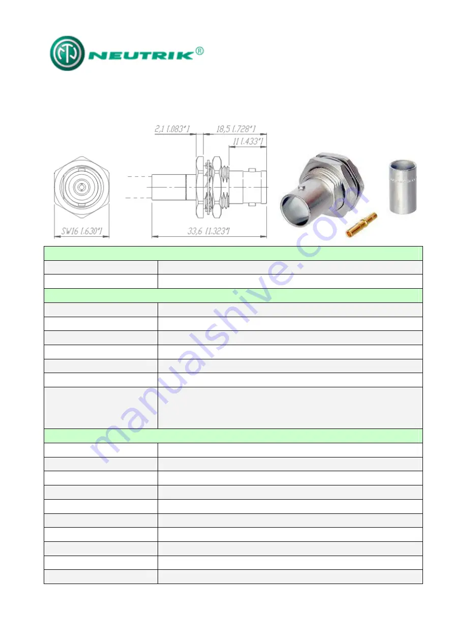 NEUTRIK NBNB75GLP9 Manual Download Page 1