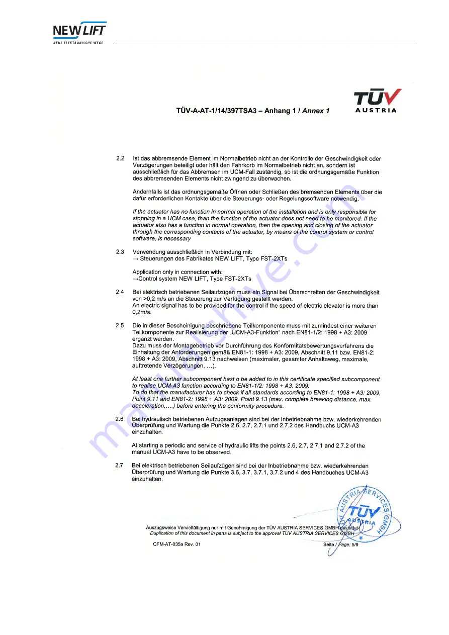 New lift FST-2XTs Manual Download Page 39