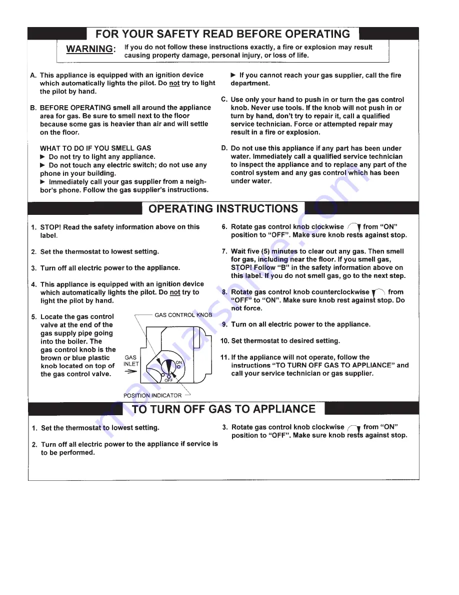 New Yorker CG-A 30 Installation, Operating And Service Instructions Download Page 16