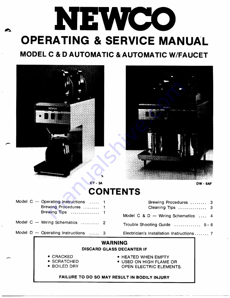 Newco CT-2A Operating & Service Manual Download Page 1