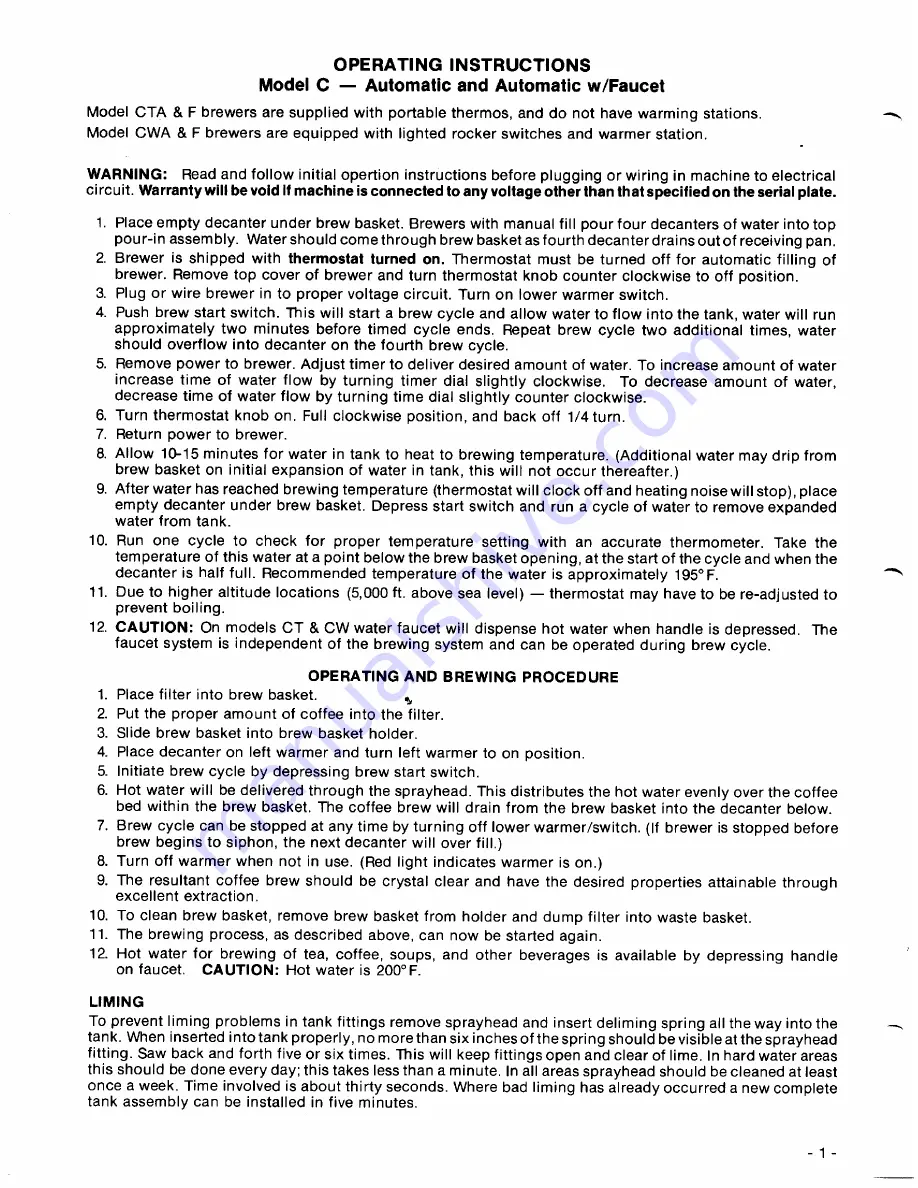 Newco CT-2A Operating & Service Manual Download Page 2