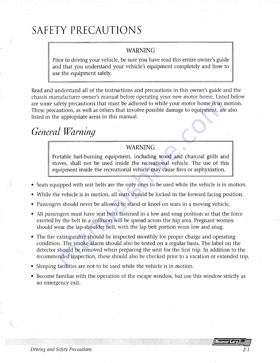 NewMar kountry star 1997 Owner'S Manual Download Page 20