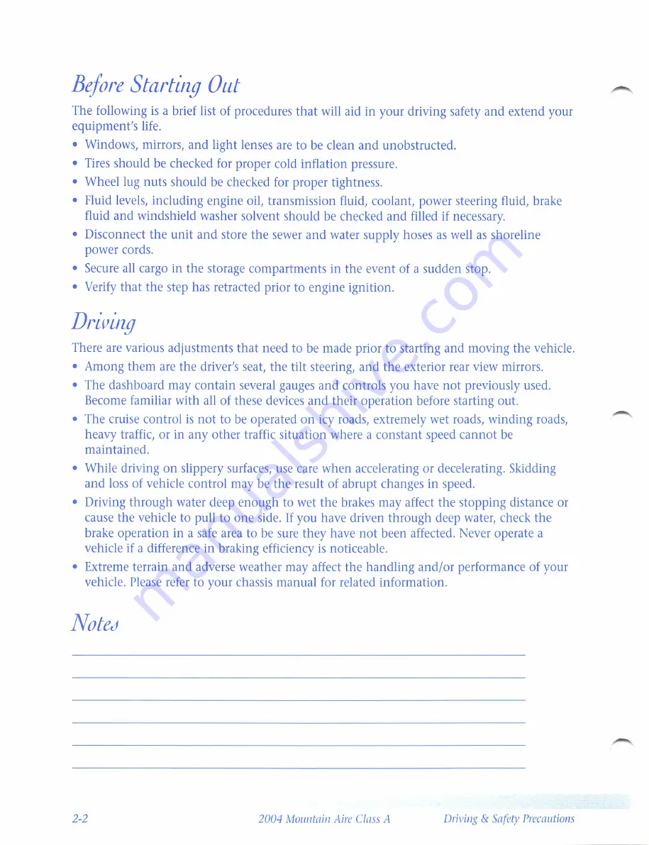 NewMar Mountain Aire Class A 2004 Owner'S Manual Download Page 23