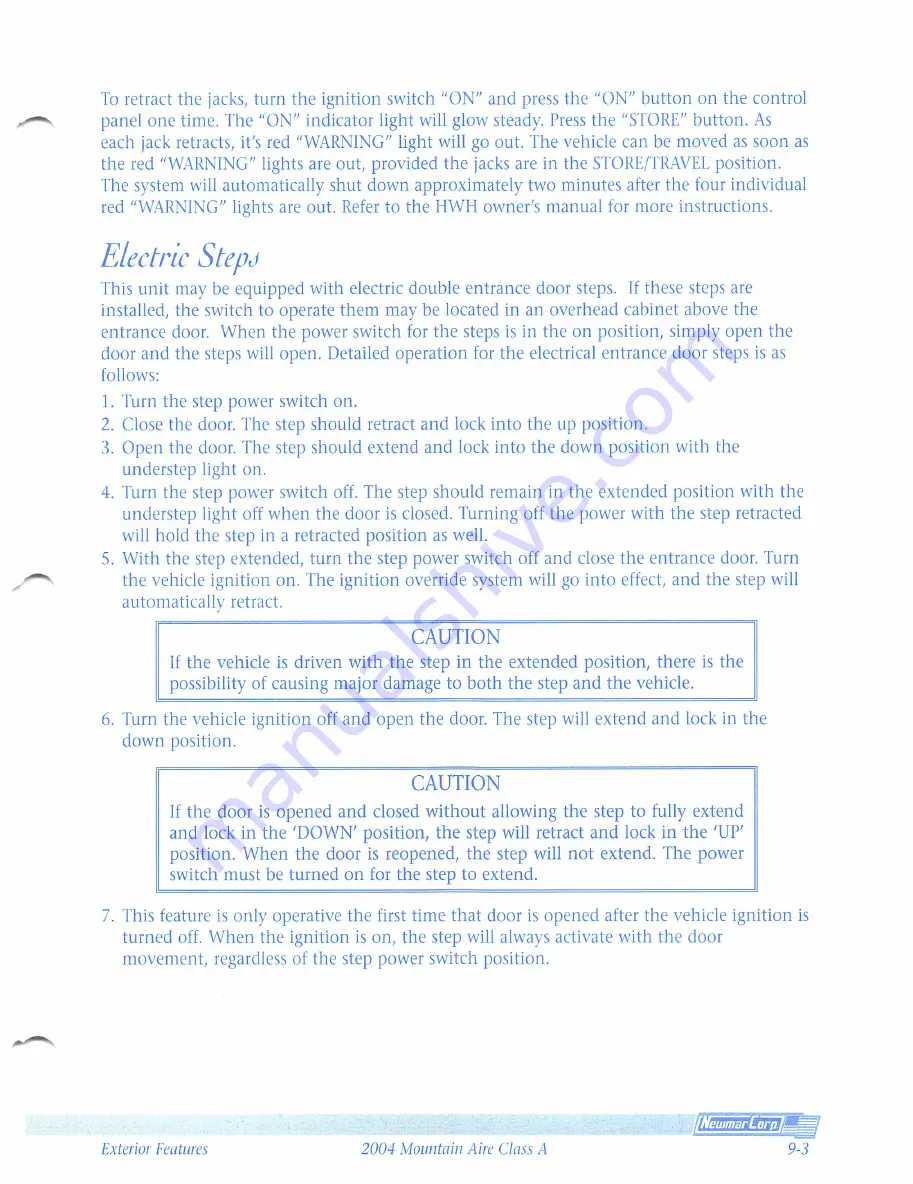 NewMar Mountain Aire Class A 2004 Owner'S Manual Download Page 71