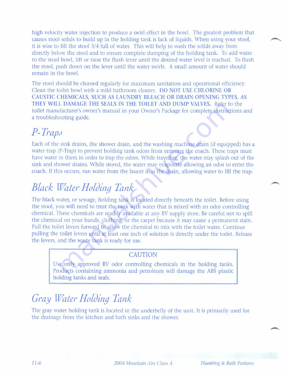 NewMar Mountain Aire Class A 2004 Owner'S Manual Download Page 82