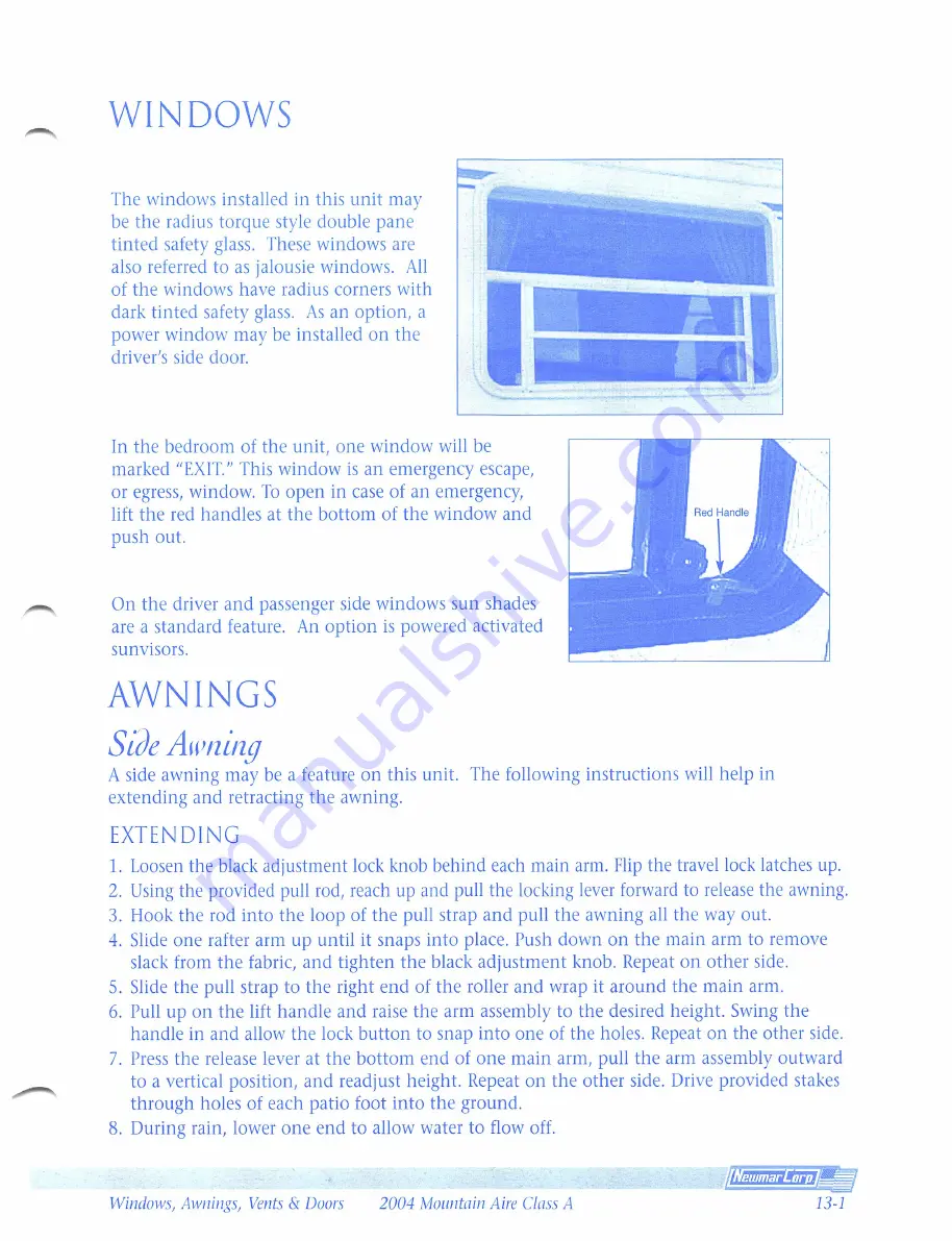 NewMar Mountain Aire Class A 2004 Owner'S Manual Download Page 89