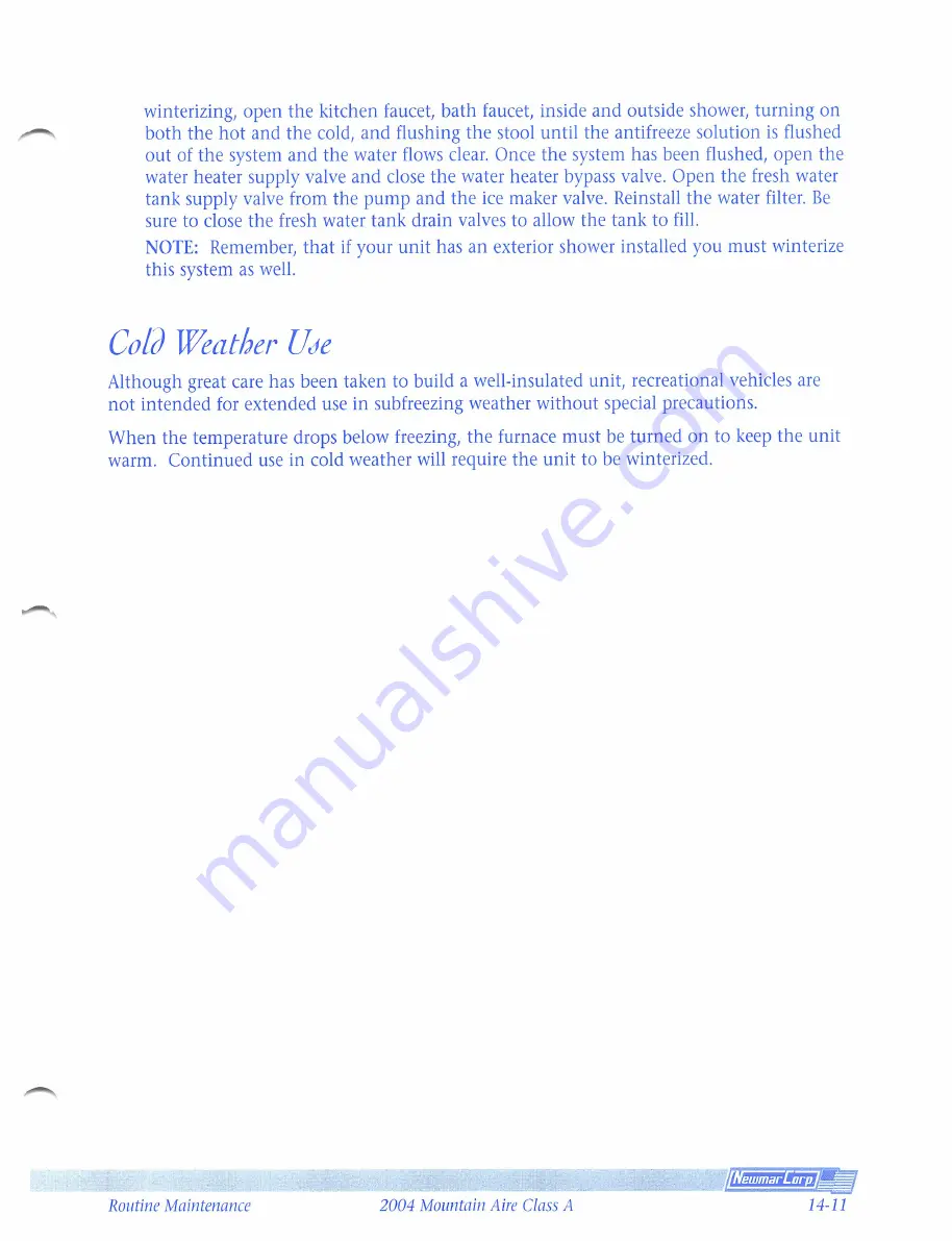 NewMar Mountain Aire Class A 2004 Owner'S Manual Download Page 104