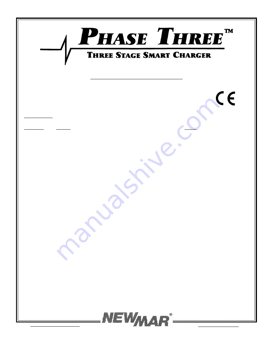 NewMar Phase Three PT-24-40 Installation & Operation Manual Download Page 1