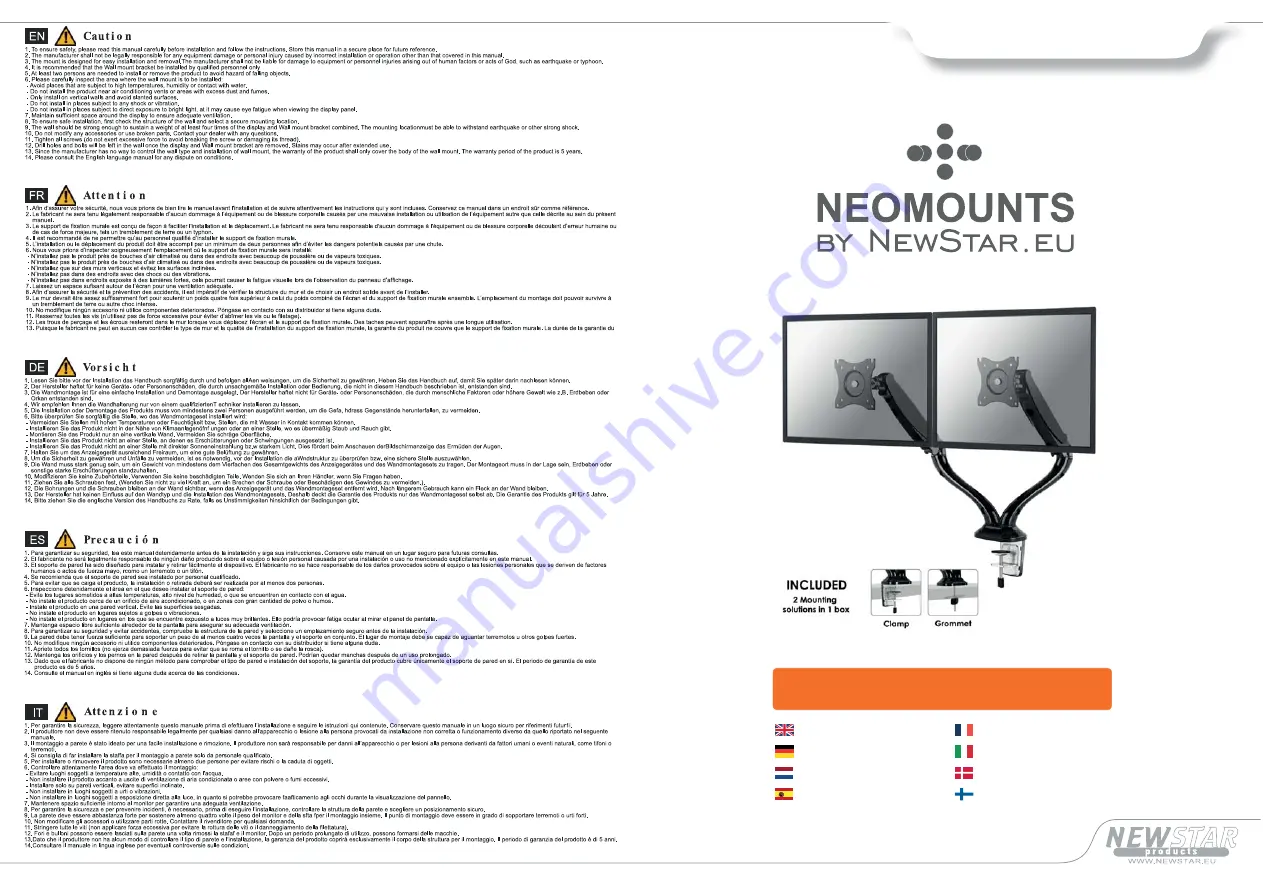 NewStar NEOMOUNTS NM-D500DBLACK Instruction Manual Download Page 1