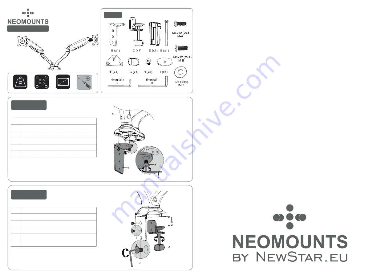 NewStar NEOMOUNTS NM-D500DBLACK Instruction Manual Download Page 2