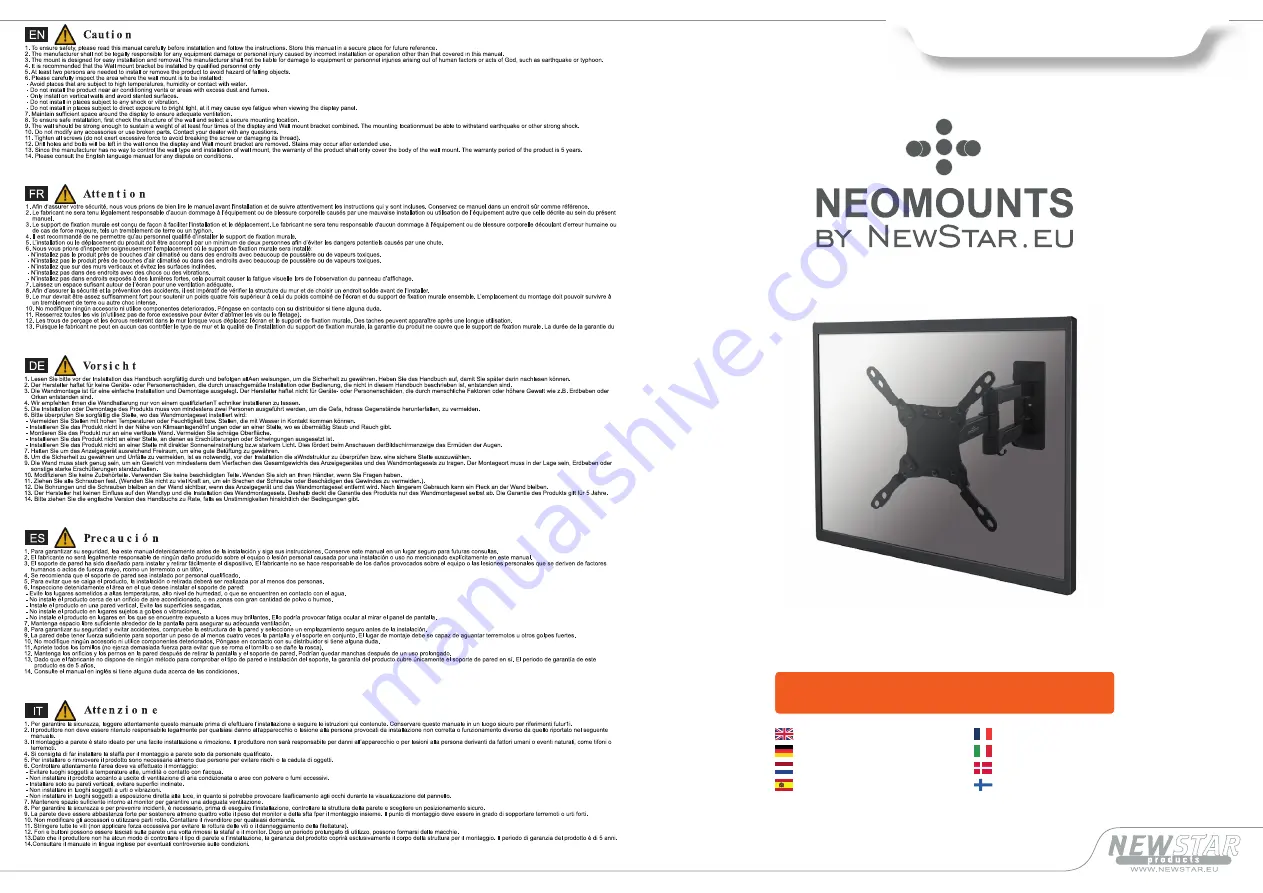 NewStar NEOMOUNTS NM-W225BLACK Скачать руководство пользователя страница 1